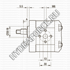 ALP1 шестерёнчатый насос первой группы (1,4 см3 - 13,8 см3), фланец Ø = 30 мм, 73x56 мм (Marzocchi Pompe, Италия)